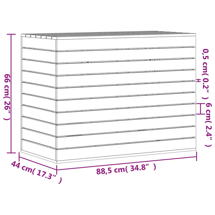 Cesto per Bucato Bianco 88,5x44x66 cm Legno Massello Pino 832320