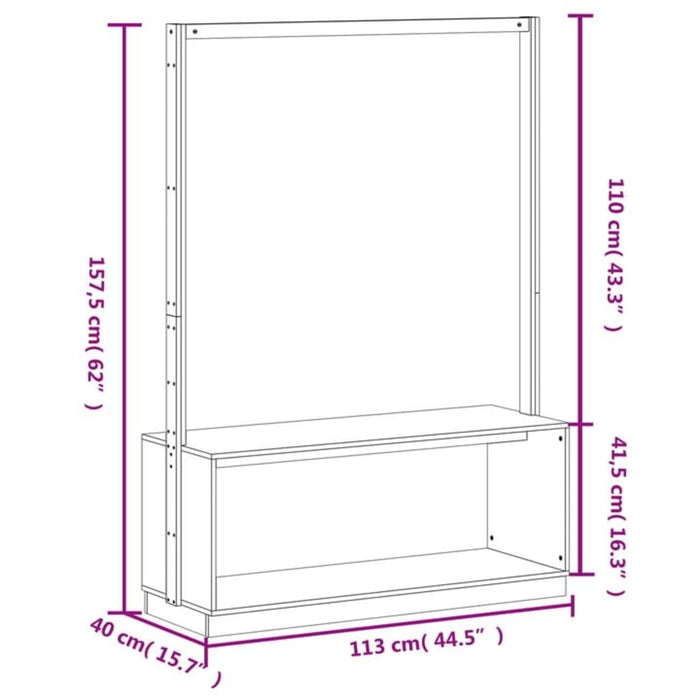 Appendiabiti Porta Scarpe Bianco 113x40x157,5 cm Massello Pino 832330