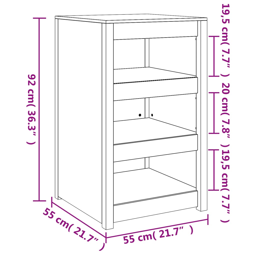 Mobile da Cucina da Esterno Bianco 55x55x92 cm Legno Massello di Pino 832342