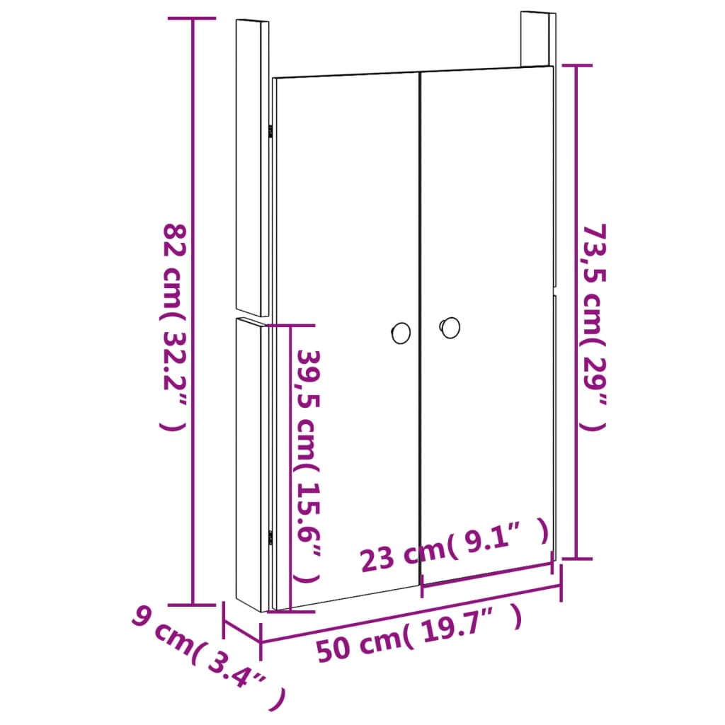 Ante da Cucina da Esterno 2pz 50x9x82 cm Legno Massello di Pino 832358