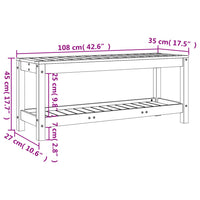 Panca da Giardino 108x35x45 cm in Legno Massello di Pino 832382