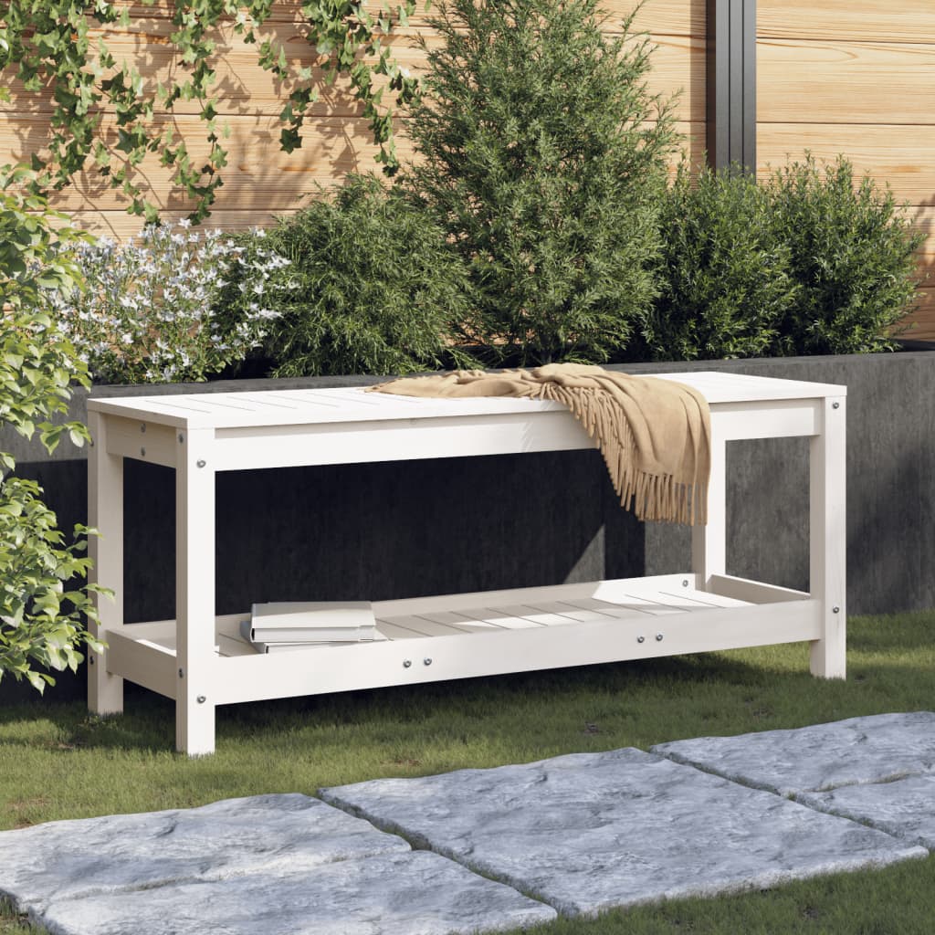 Panca da Giardino Bianca 108x35x45 cm Legno Massello di Pino 832383