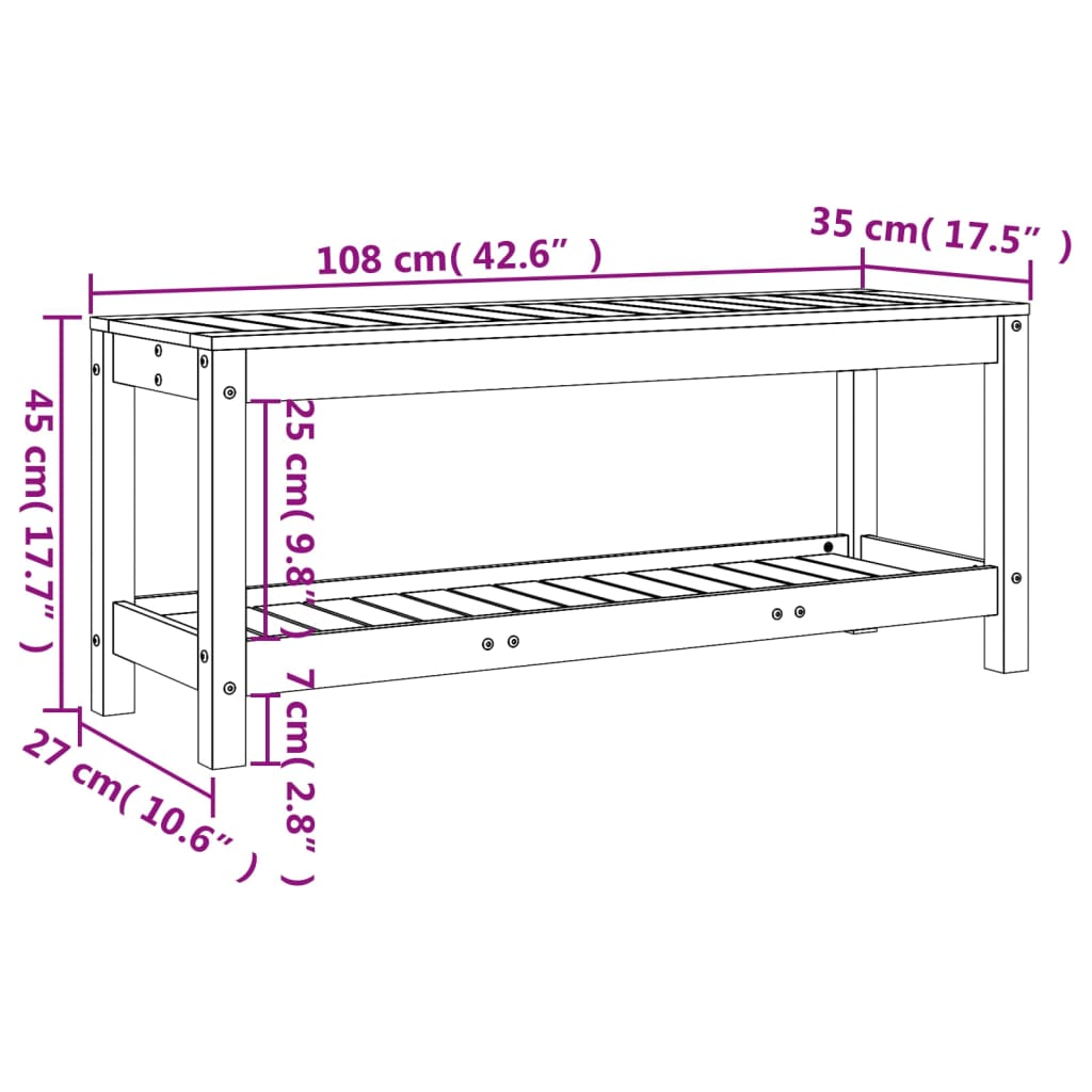 Panca da Giardino 108x35x45 cm in Legno Massello di Douglas 832385