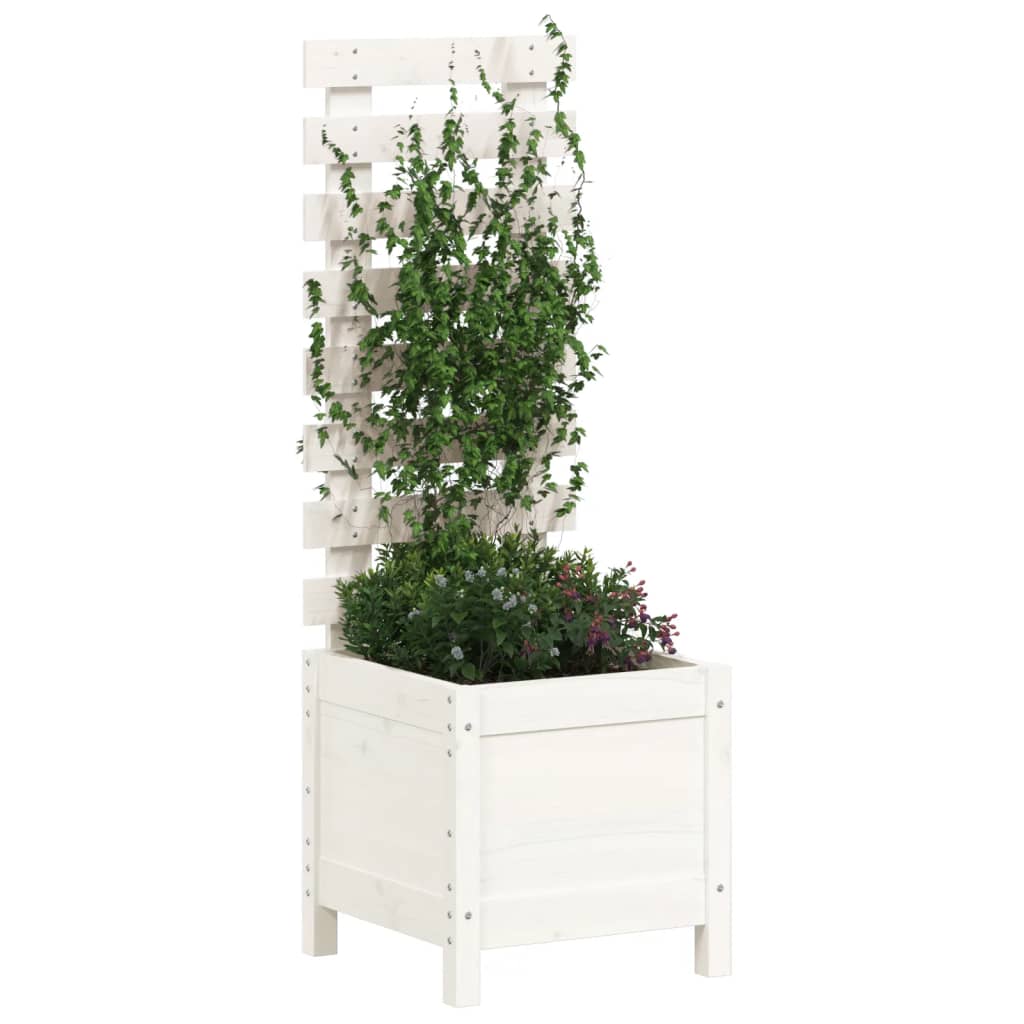 Fioriera Giardino con Rastrelliera Bianca 39x39,5x114cm Pinocod mxl 83696