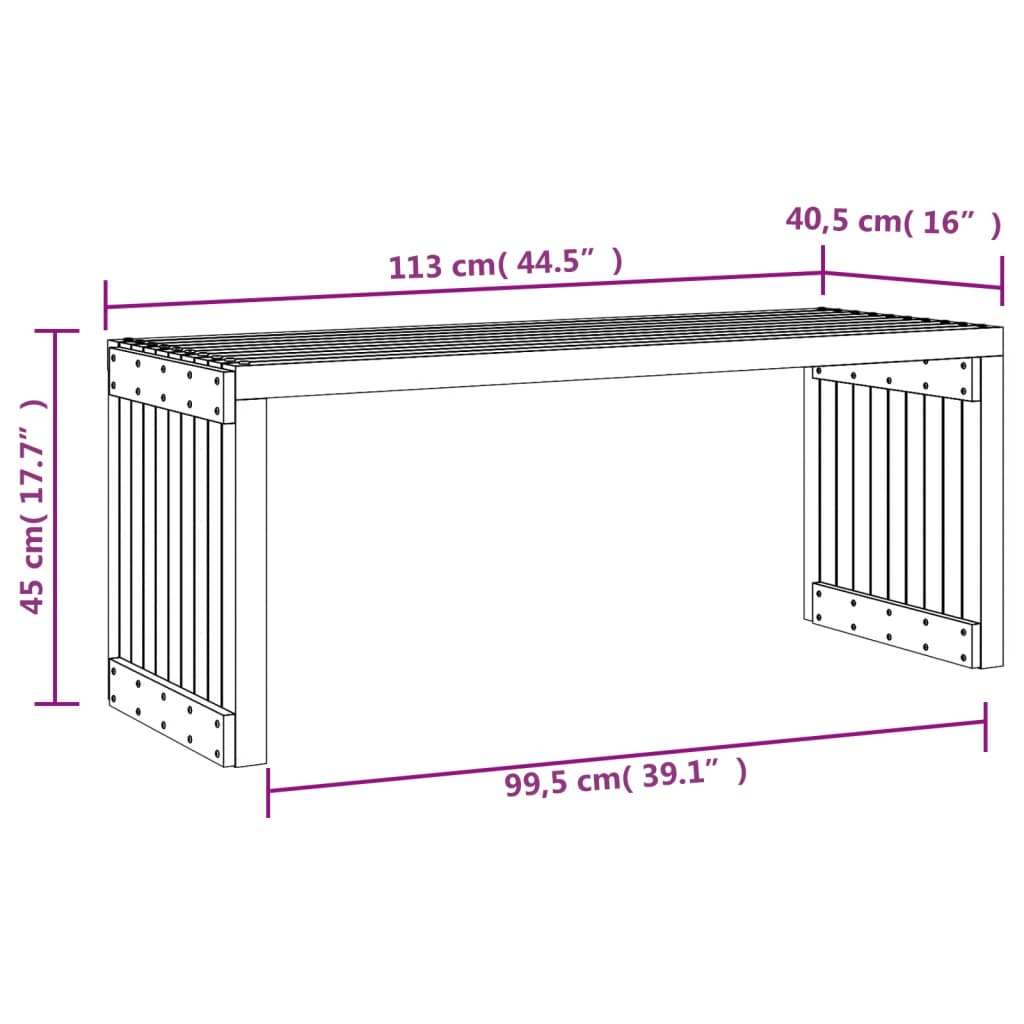 Panca da Giardino Estensibile 212,5x40,5x45 cm Massello Douglas 832528