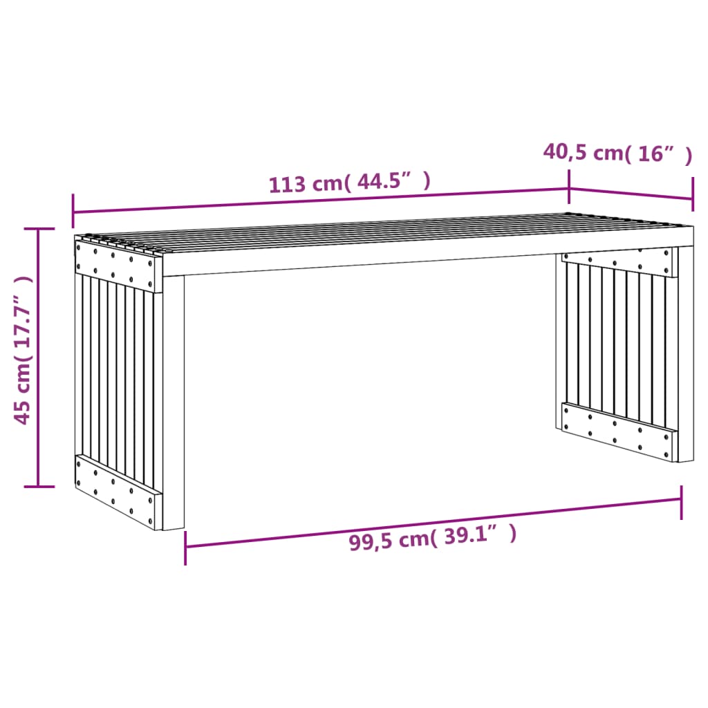 Panca da Giardino Estensibile 212,5x40,5x45 cm Pino Impregnato 832529