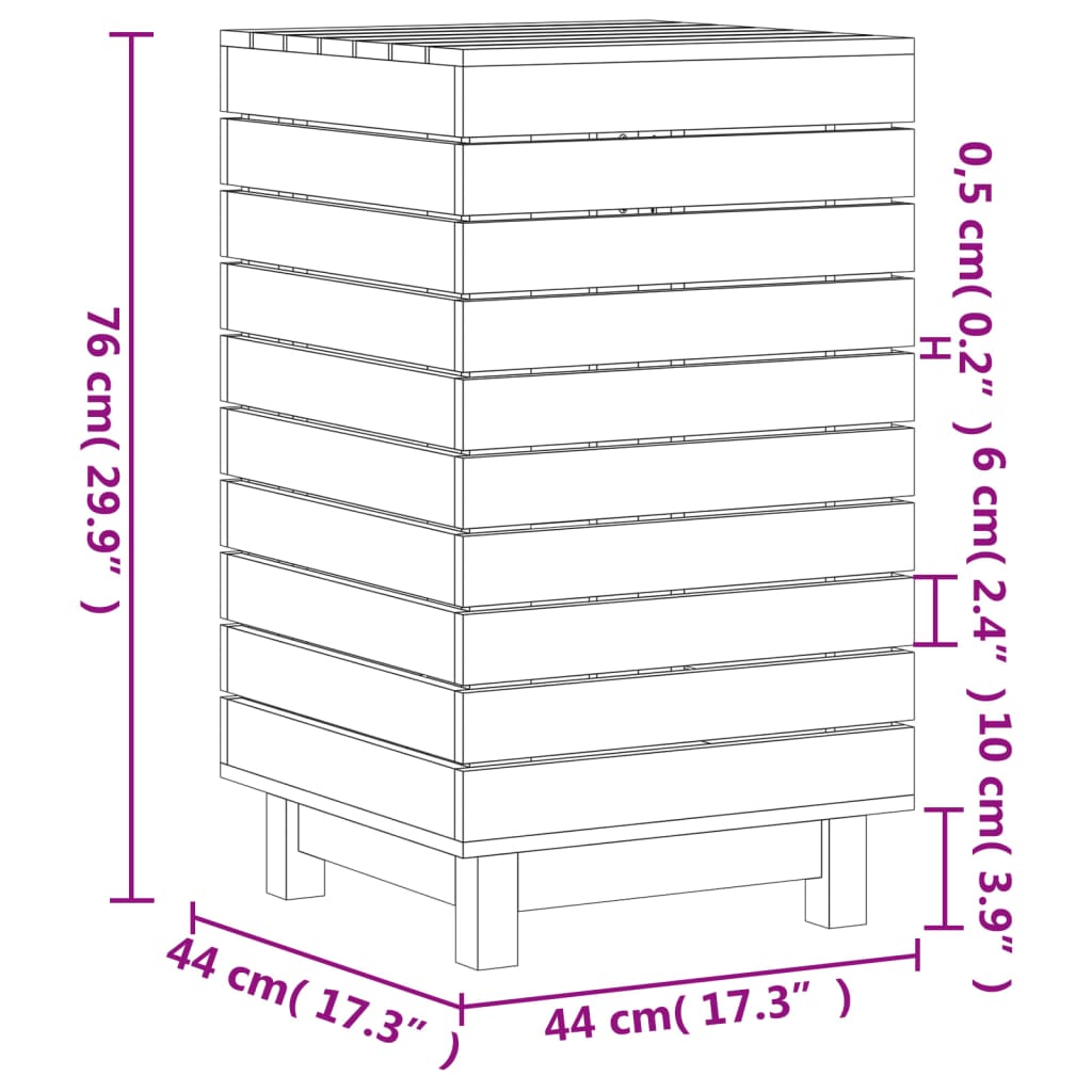 Cesto per Bucato Nero 44x44x76 cm Legno Massello Pino 833332