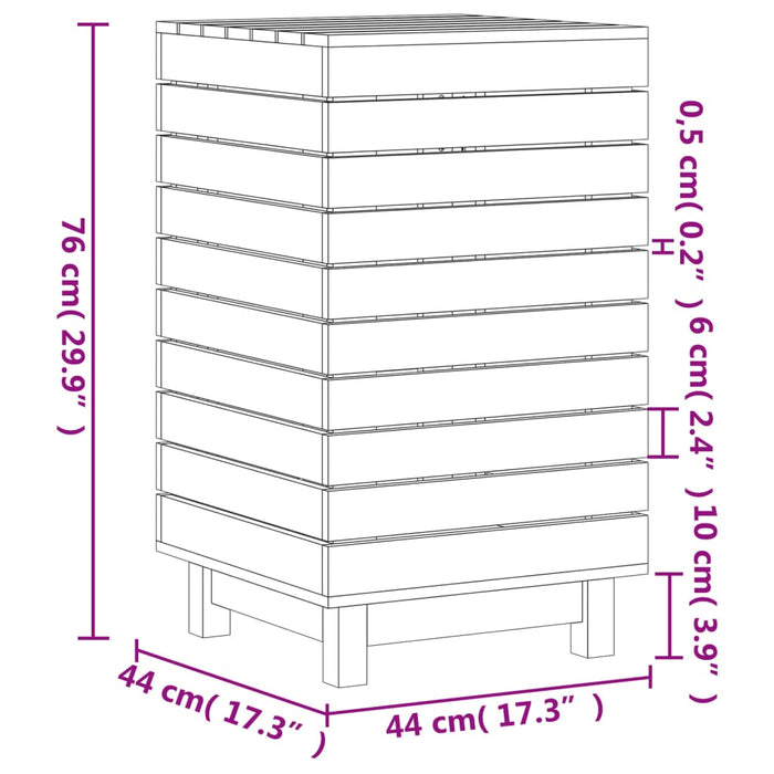 Cesto per Bucato Nero 44x44x76 cm Legno Massello Pino 833332