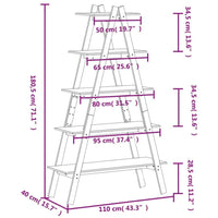 Scaffale 5 Ripiani a Forma di A 110x40x180,5 cm Massello Pino 833337