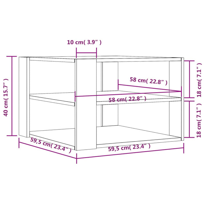 Tavolino Salotto Grigio Sonoma 59,5x59,5x40cm Legno Multistrato 834255