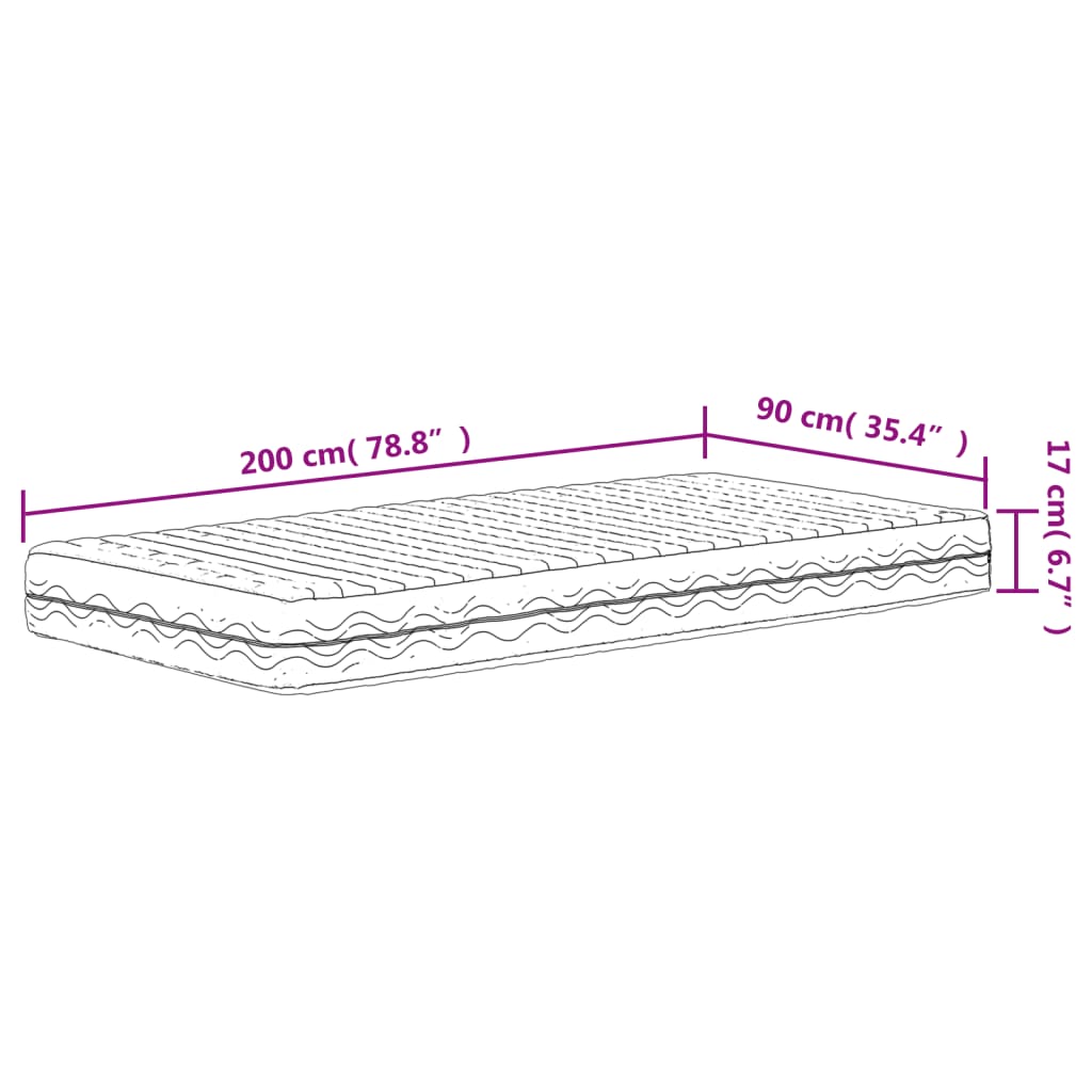 Materasso in Schiuma Bianco 90x200 cm Durezza H2 H3 356341