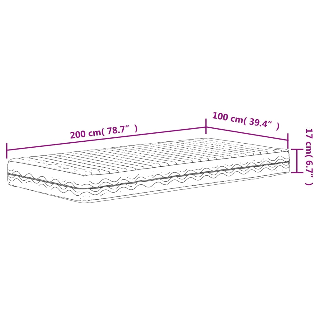 Materasso in Schiuma Bianco 100x200 cm Durezza H2 H3 356342