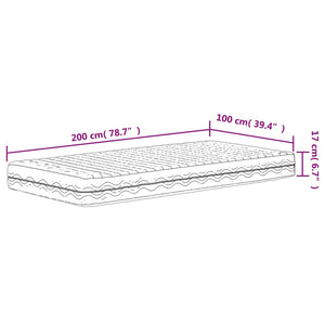 Materasso in Schiuma Bianco 100x200 cm Durezza H2 H3 356342