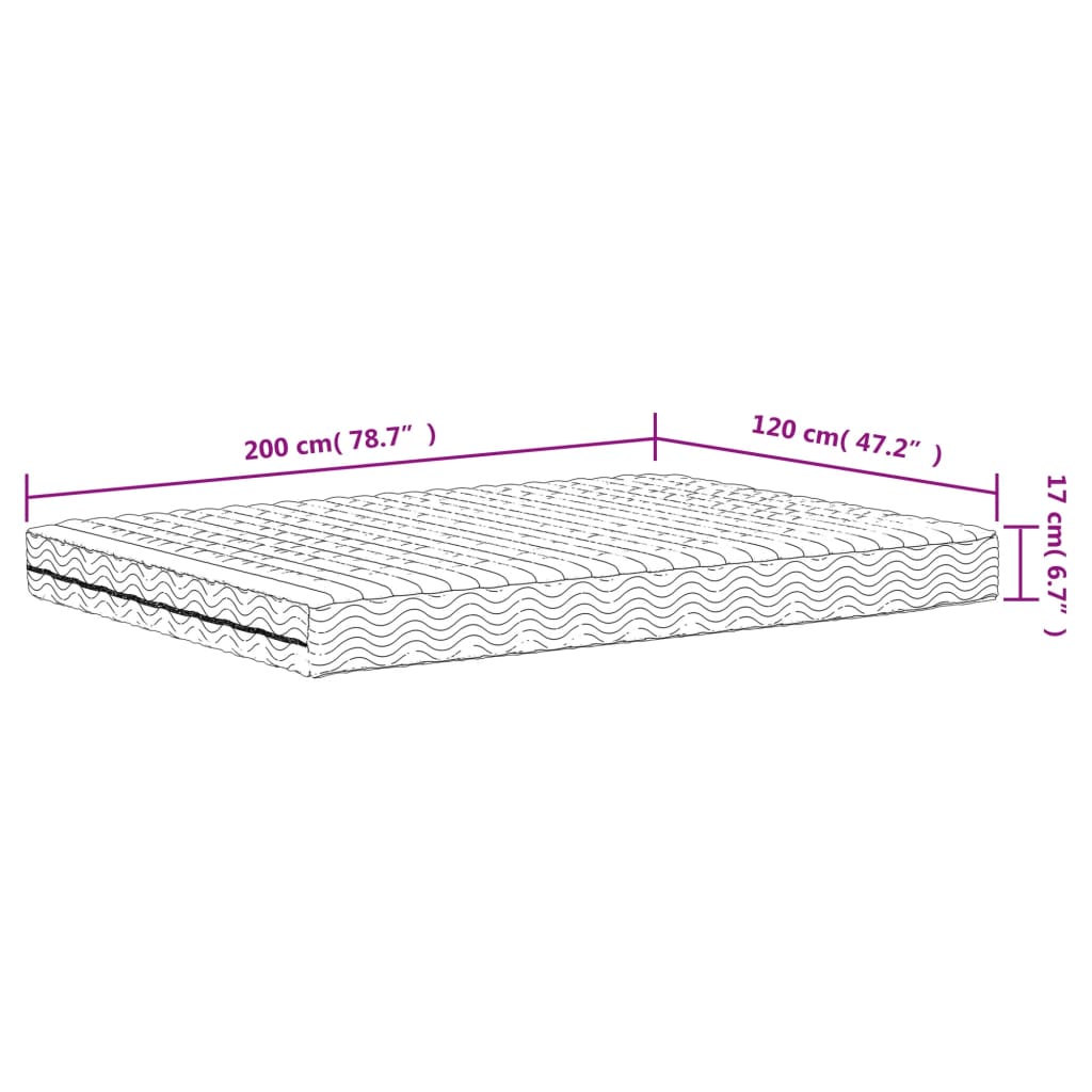 Materasso in Schiuma Bianco 120x200 cm Durezza H2 H3 356343