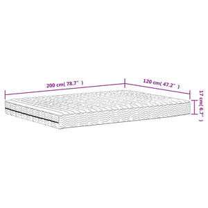 Materasso in Schiuma Bianco 120x200 cm Durezza H2 H3 356343