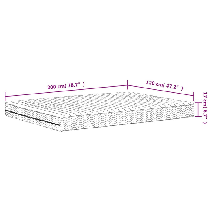 Materasso in Schiuma Bianco 120x200 cm Durezza H2 H3 356343