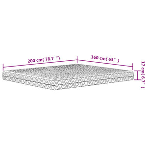 Materasso in Schiuma Bianco 160x200 cm Durezza H2 H3 356346