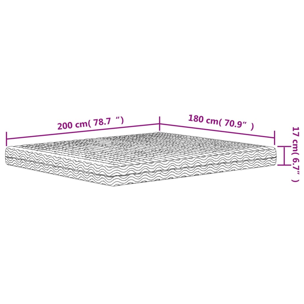 Materasso in Schiuma Bianco 180x200 cm Durezza H2 H3 356347