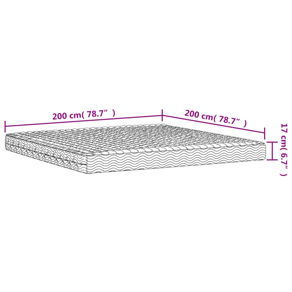 Materasso in Schiuma Bianco 200x200 cm Durezza H2 H3 356348