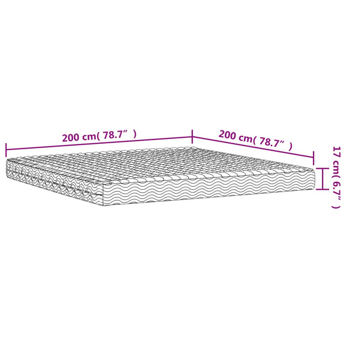 Materasso in Schiuma Bianco 200x200 cm Durezza H2 H3 356348