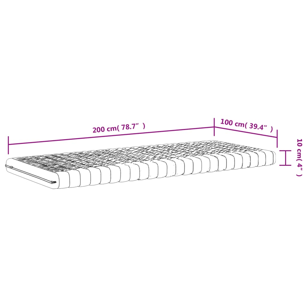 Materasso in Schiuma Bianco 100x200 cm 7 Zone Durezza 20 ILD 356353