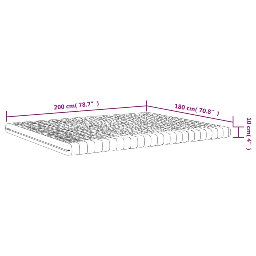 Materasso in Schiuma Bianco 180x200 cm 7 Zone Durezza 20 ILD 356358