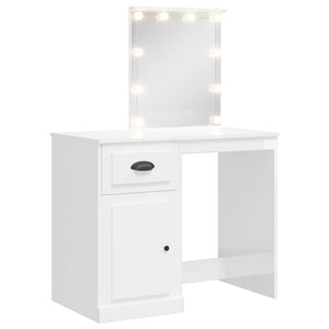 Toeletta con Luci LED Bianco Lucido 90x42x132,5 cm 834972