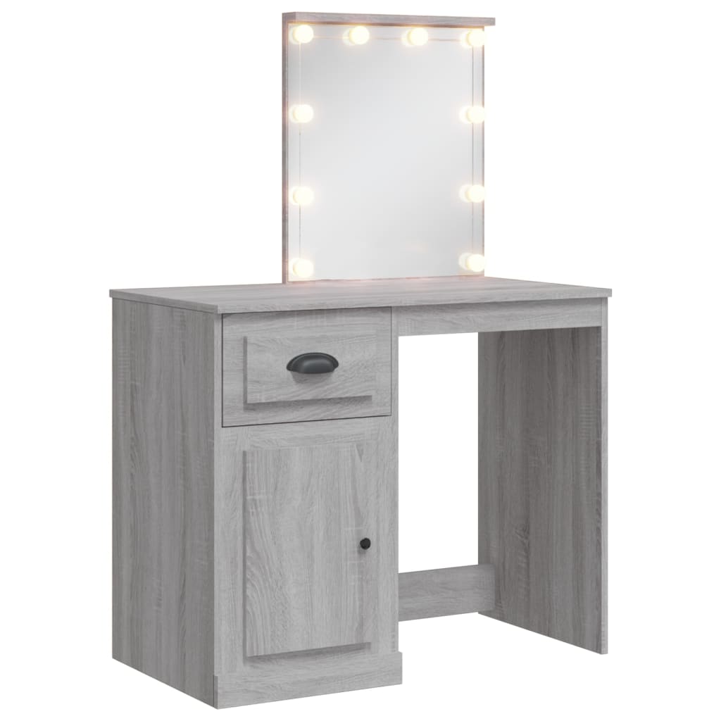 Toeletta con Luci LED Grigio Sonoma 90x42x132,5 cm 834976