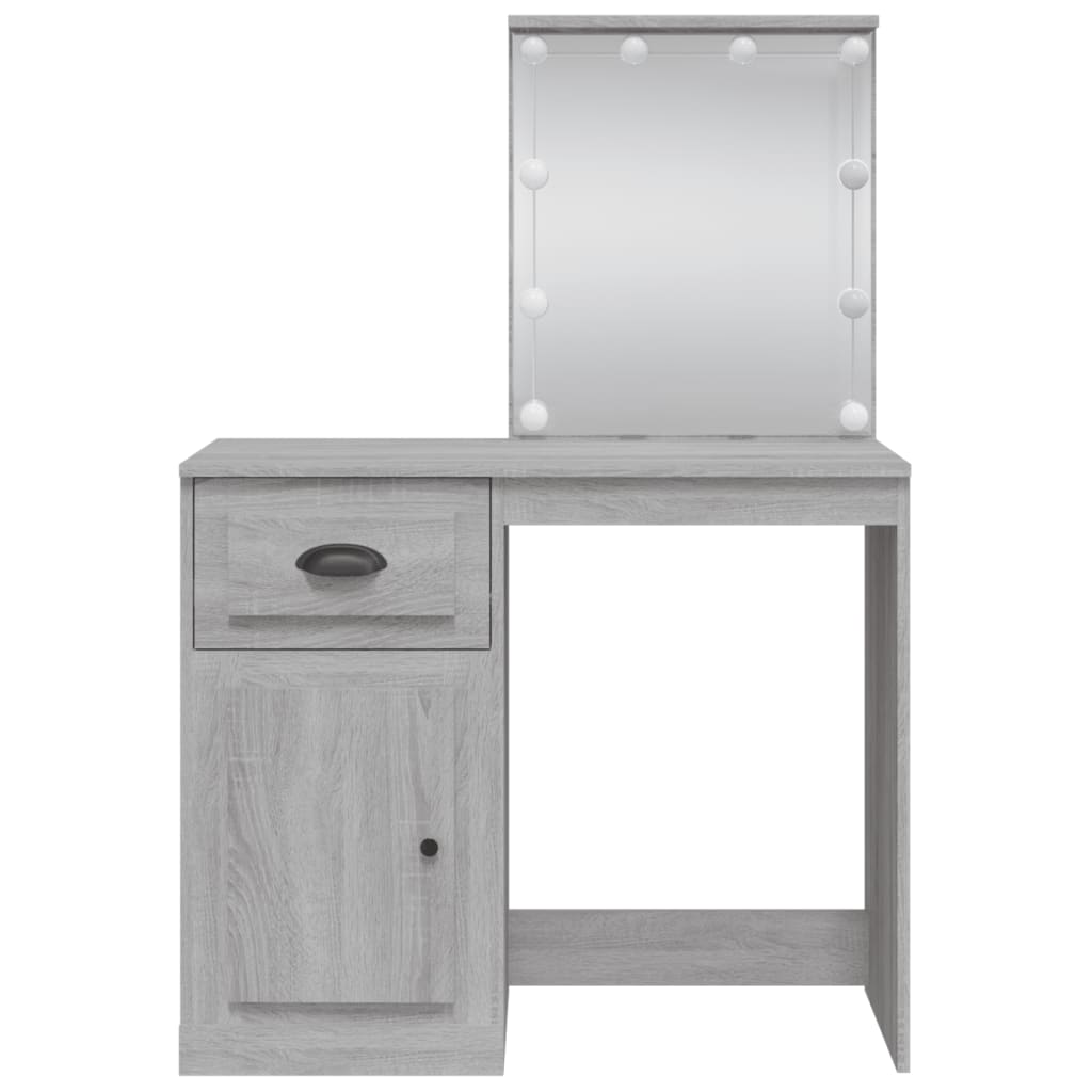 Toeletta con Luci LED Grigio Sonoma 90x42x132,5 cm 834976