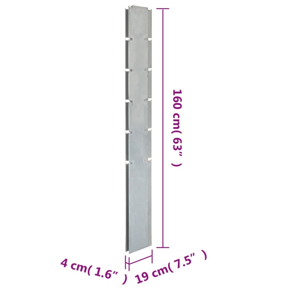 Pali per Recinzione da Giardino 10 pz Argento 160 cm in Acciaio