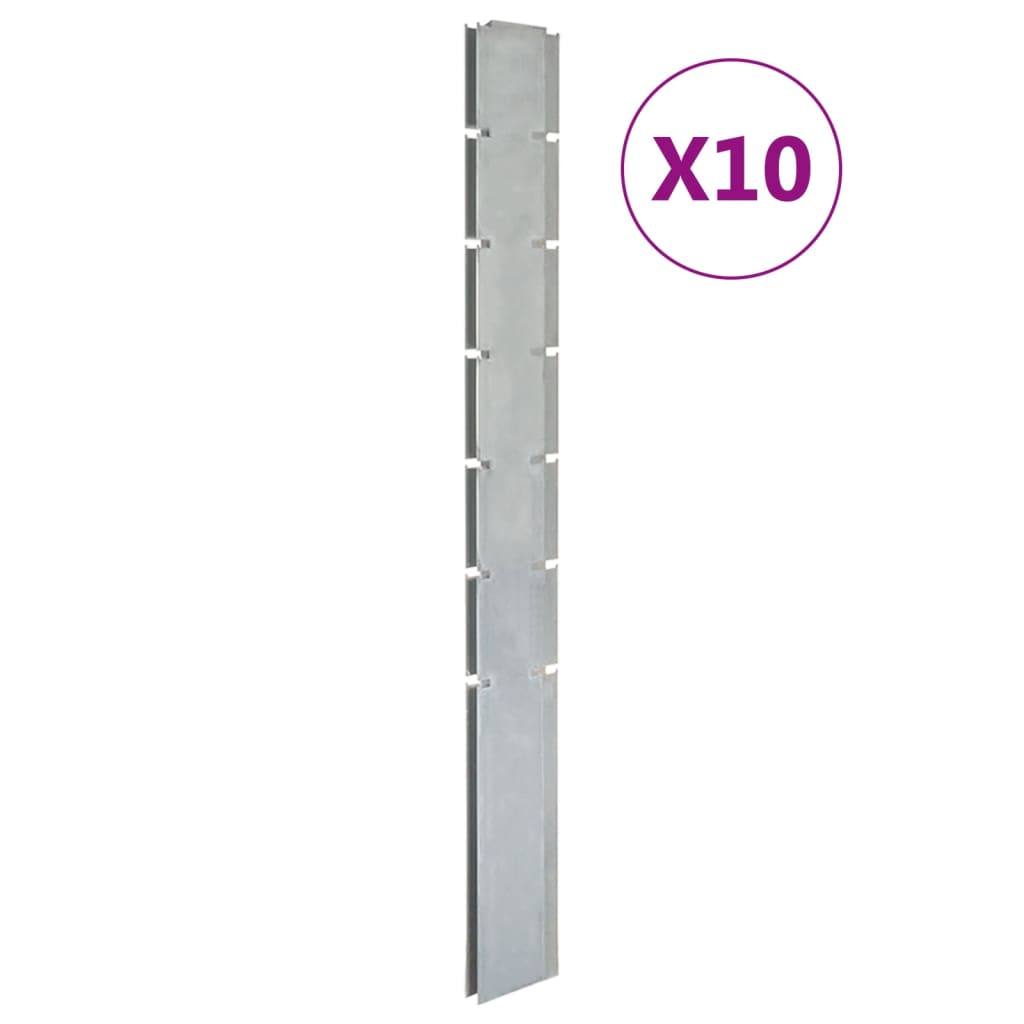 Pali per Recinzione da Giardino 10 pz Argento 180 cm in Acciaiocod mxl 124991