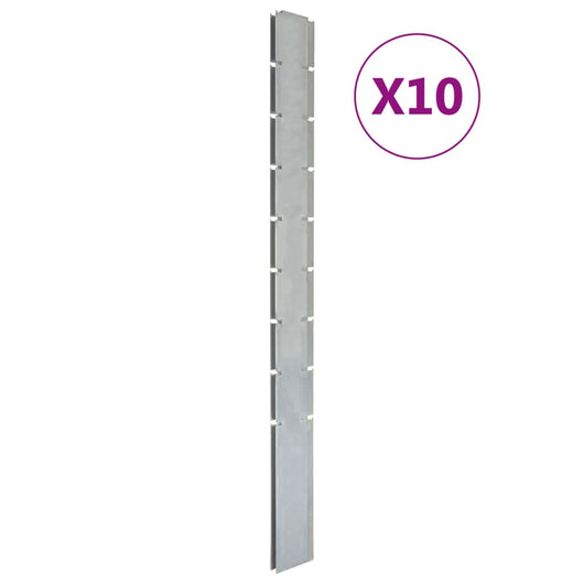 Pali per Recinzione da Giardino 10 pz Argento 220 cm in Acciaiocod mxl 101210