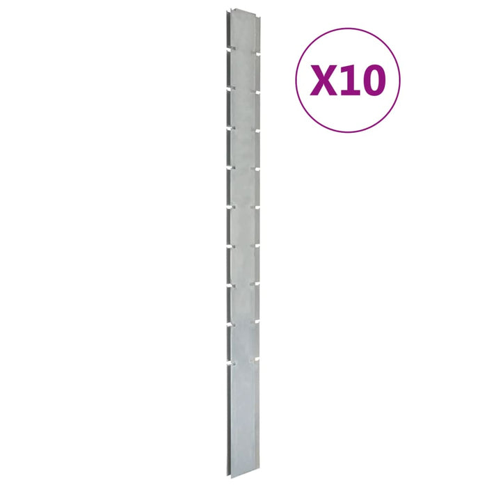 Pali per Recinzione da Giardino 10 pz Argento 240 cm in Acciaiocod mxl 77067