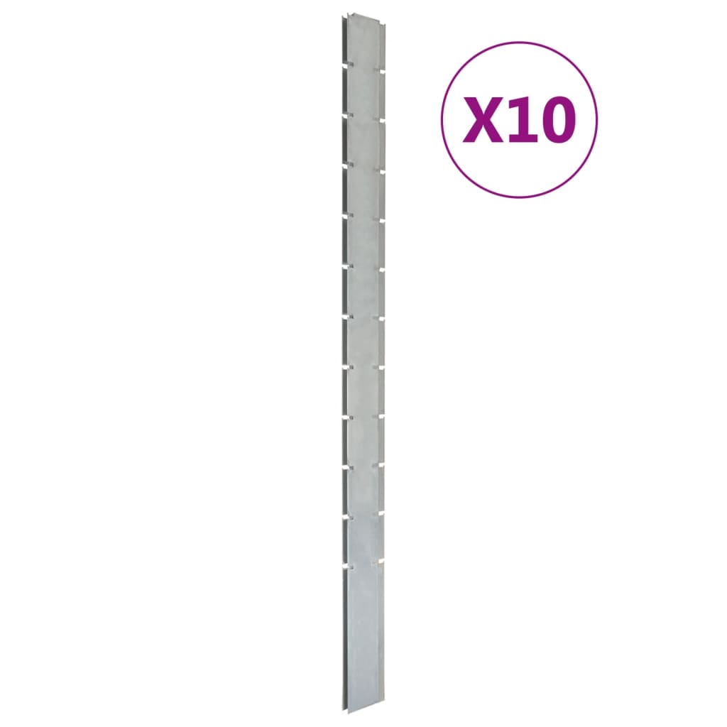 Pali per Recinzione da Giardino 10 pz Argento 280 cm in Acciaiocod mxl 124999