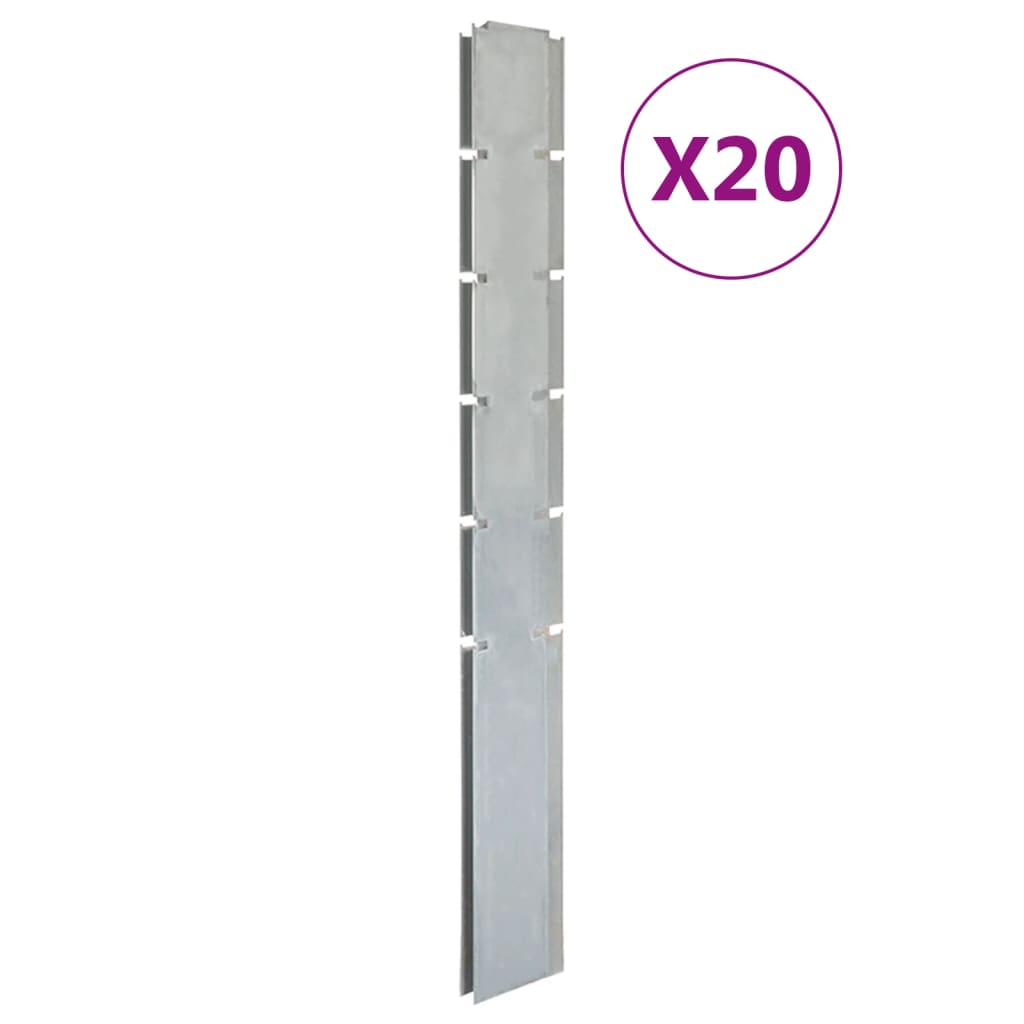 Pali per Recinzione da Giardino 20 pz Argento 160 cm in Acciaiocod mxl 101030