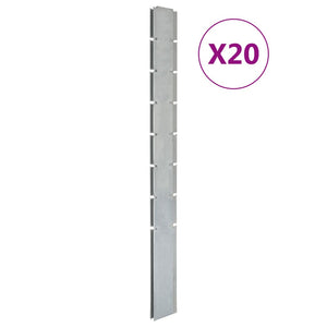 Pali per Recinzione da Giardino 20 pz Argento 200 cm in Acciaiocod mxl 101042