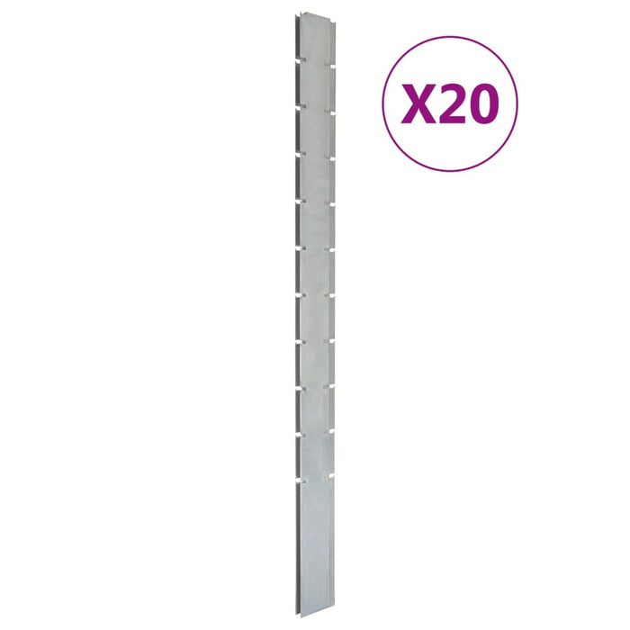 Pali per Recinzione da Giardino 20 pz Argento 260 cm in Acciaiocod mxl 124997