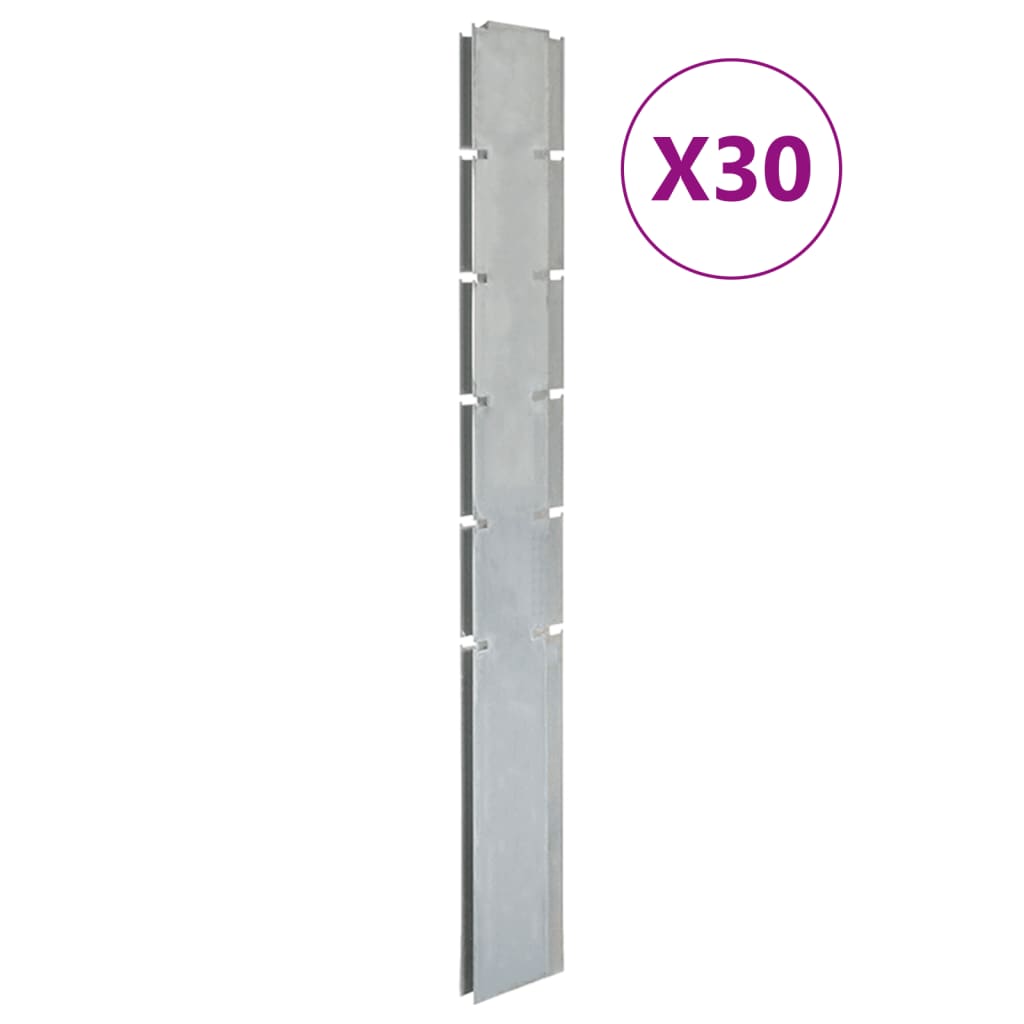 Pali per Recinzione da Giardino 30 pz Argento 160 cm in Acciaiocod mxl 125002