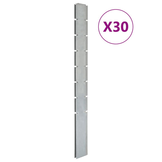 Pali per Recinzione da Giardino 30 pz Argento 200 cm in Acciaiocod mxl 125001