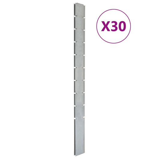 Pali per Recinzione da Giardino 30 pz Argento 240 cm in Acciaiocod mxl 101041