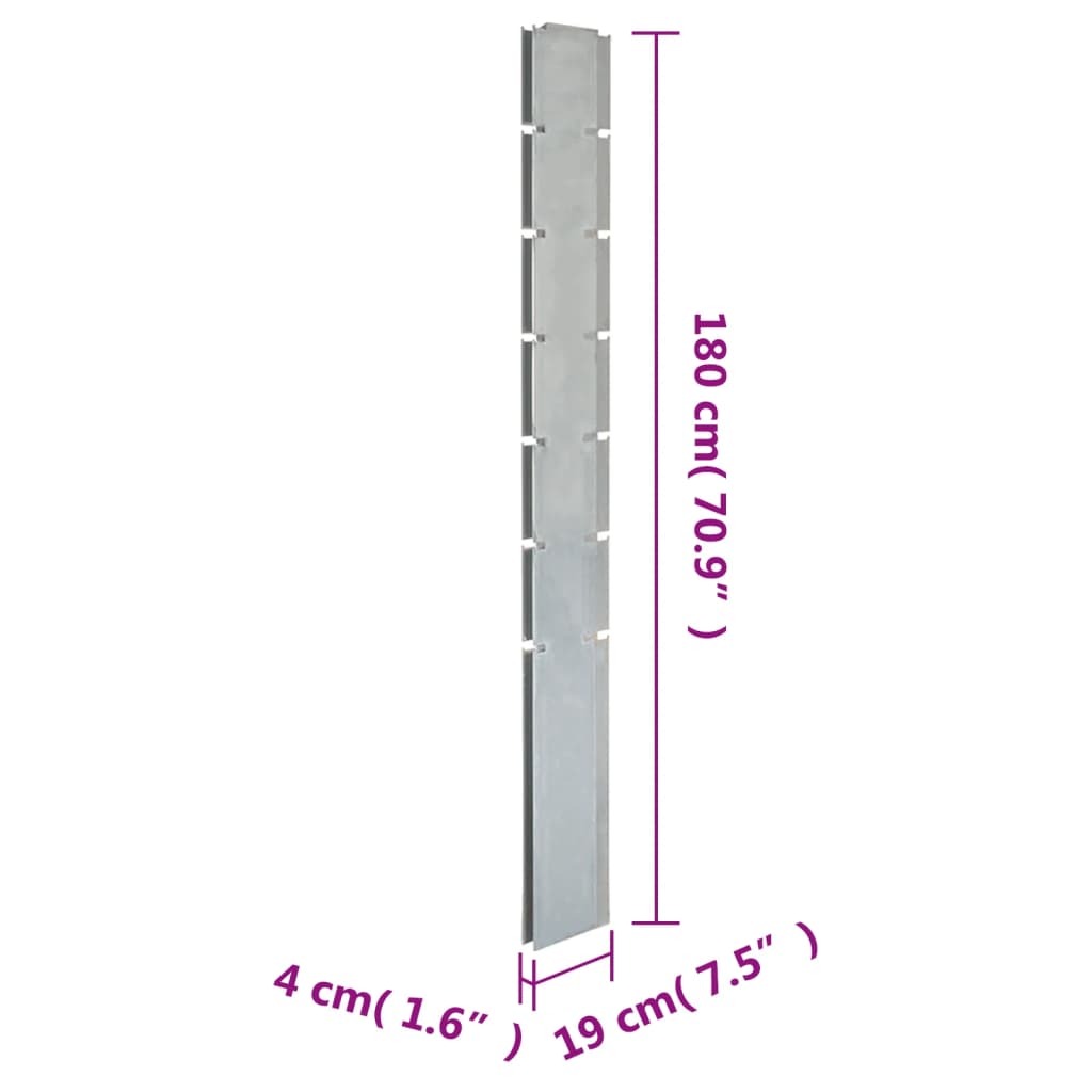 Pali per Recinzione da Giardino 40 pz Argento 180 cm in Acciaio