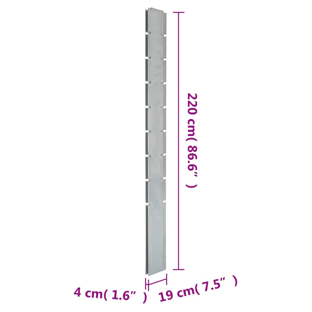 Pali per Recinzione da Giardino 40 pz Argento 220 cm in Acciaio 3196223