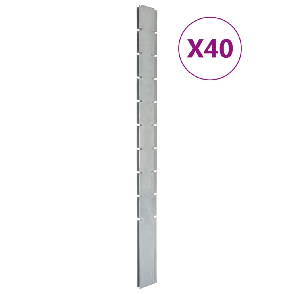 Pali per Recinzione da Giardino 40 pz Argento 240 cm in Acciaiocod mxl 124995