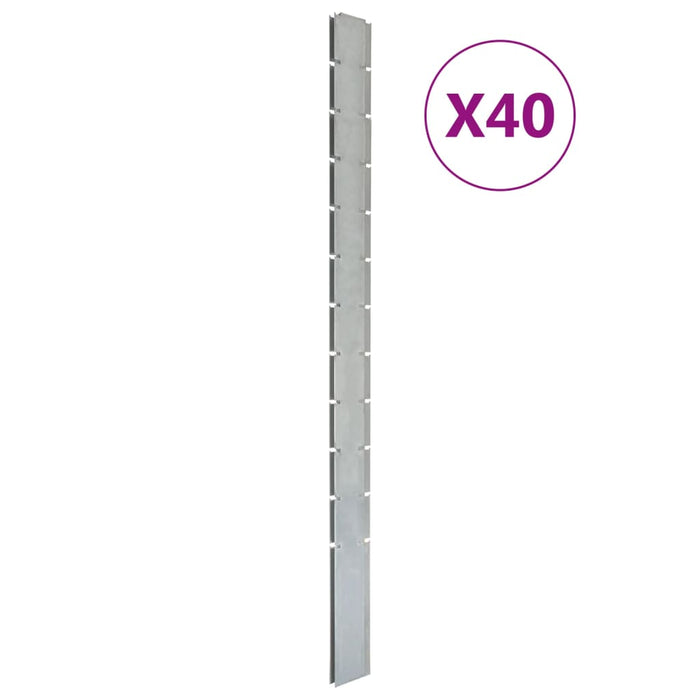 Pali per Recinzione da Giardino 40 pz Argento 280 cm in Acciaiocod mxl 124990