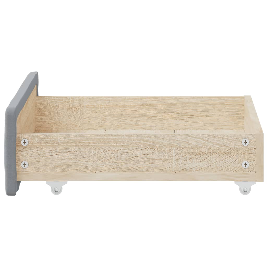 Cassetti da Letto 2pz Grigio Chiaro Legno Multistrato e Tessuto 833910