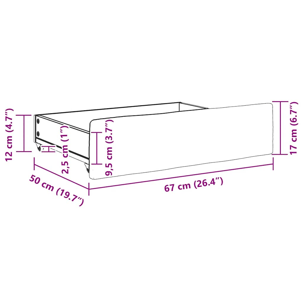 Cassetti da Letto 2pz Grigio Chiaro Legno Multistrato e Tessuto 833910