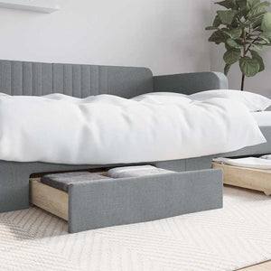 Cassetti da Letto 2pz Grigio Chiaro Legno Multistrato e Tessuto 833910