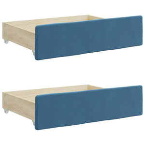 Cassetti da Letto 2pz Blu in Legno Multistrato e Velluto 833915