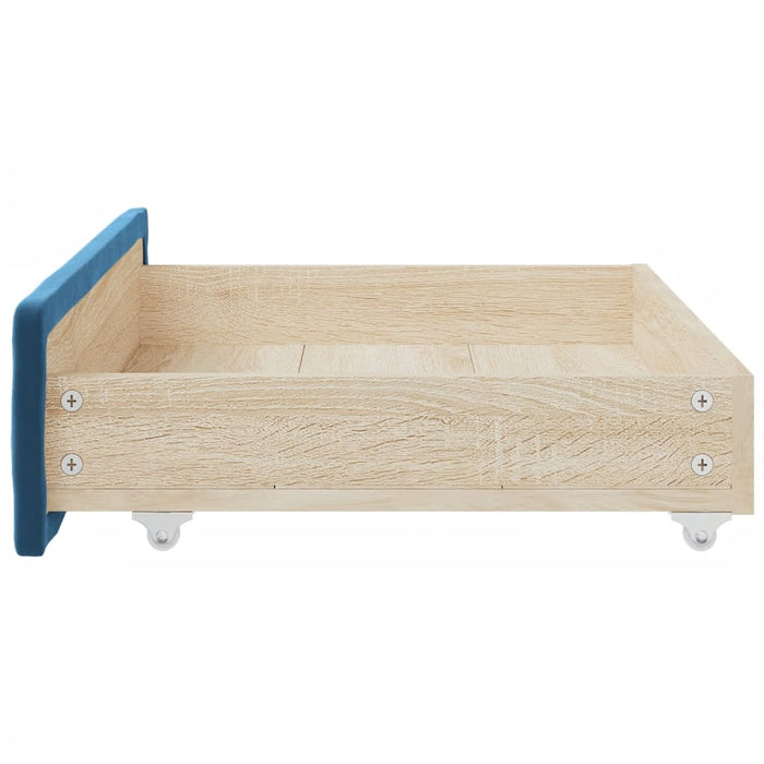 Cassetti da Letto 2pz Blu in Legno Multistrato e Velluto 833915