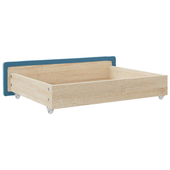 Cassetti da Letto 2pz Blu in Legno Multistrato e Velluto 833915